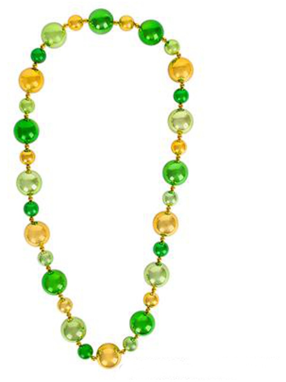 46" Jumbo St Patricks Day Green and Gold Beads Necklace Costume Accessory
